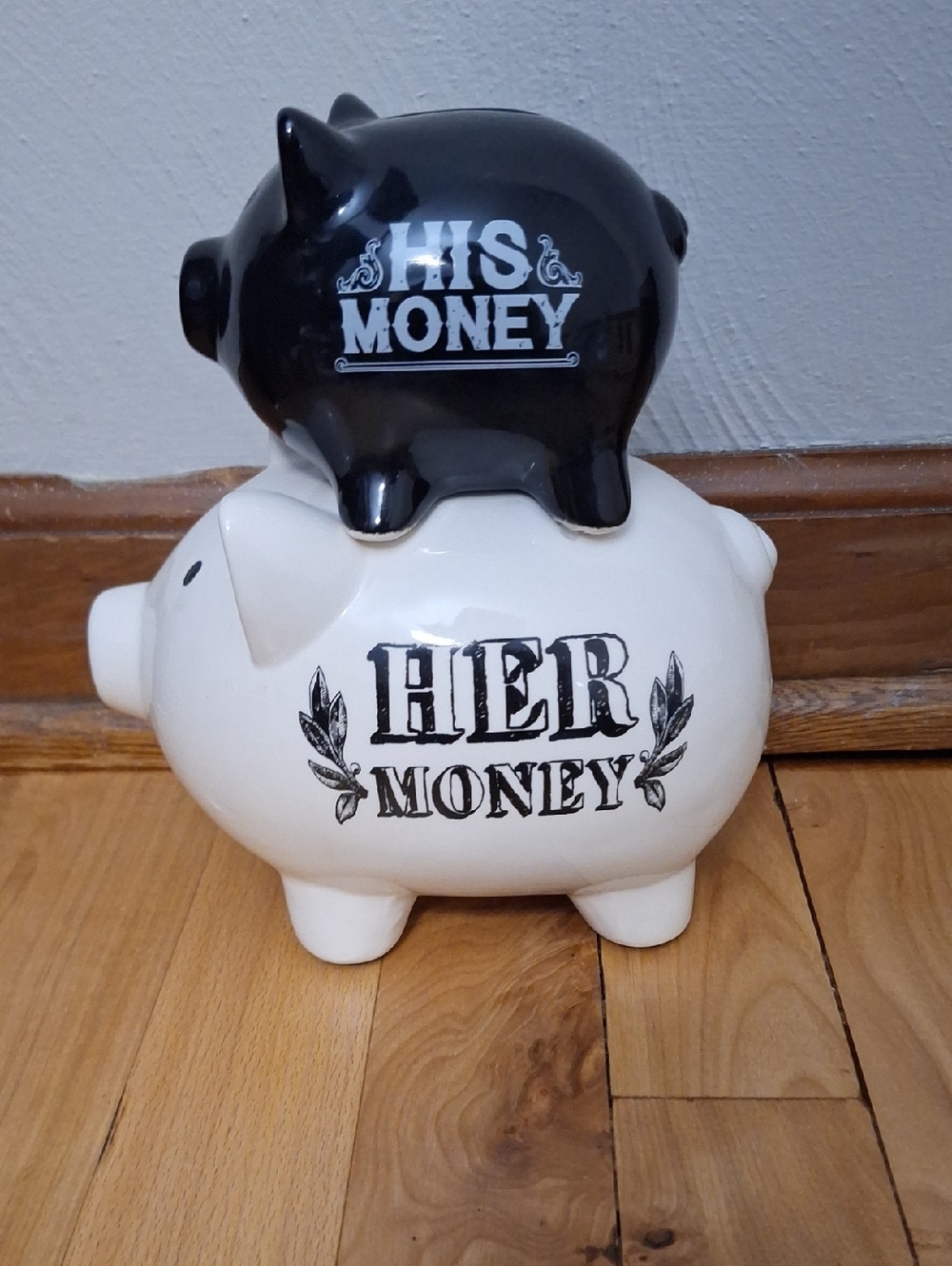 His & Her Money Piggy Bank Set - Black and White